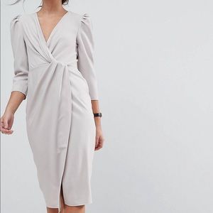 ASOS Ivory wrap front midi dress